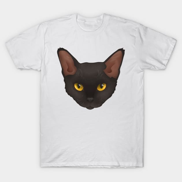 Devon Rex Black T-Shirt by Mickidona